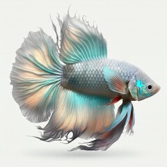 Fototapeta premium Opal Betta Fish Isolated on White Background.