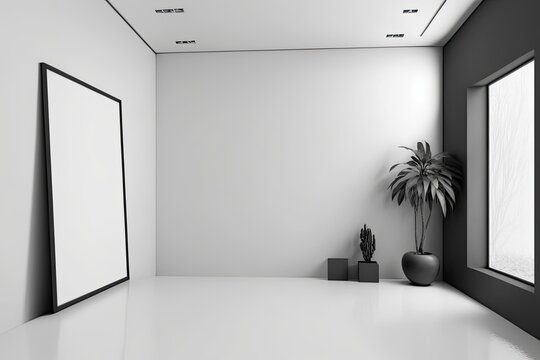 Room with a blank wall as a backdrop. Generative AI