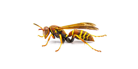 Hunters Little Paper Wasp - Polistes dorsalis dorsalis - side profile view Isolated on white background
