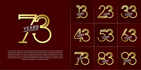 set of anniversary logotype silver and gold color for special celebration event