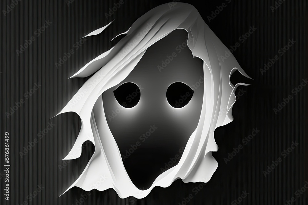 Poster a clipped path portrait of a terrifying ghost on a black background. generative ai