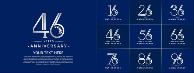 set of anniversary logotype silver color and ornament for special celebration event