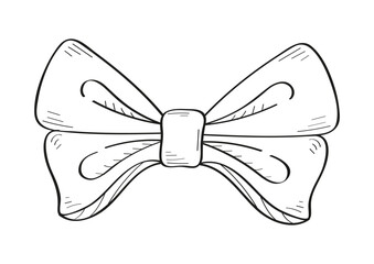 Tie bow vector illustration in doodle style. Vinage neck bow for wedding. Hand drawn ribbon for fashion, app,