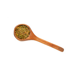Dehydrated Dysphania ambrosioides in the spoon - Medicinal Paicol
