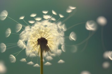 Shallow focus on a dandelion seed - generative ai