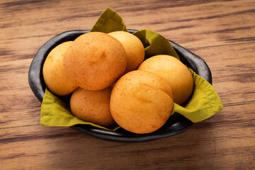 Baked almojabanas for Breakfast - Traditional Colombian Bakery