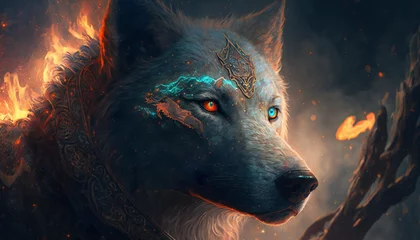 Foto op Plexiglas Garm the blood-stained guardian of Hel's gate - hell dog - German Mythologies - Generative AI © The_AI_Revolution