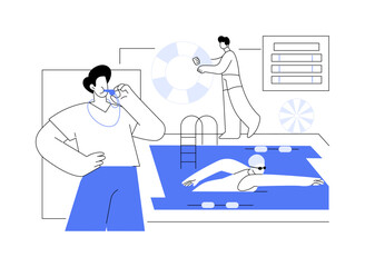 Swimming and lifesaving classes abstract concept vector illustration.