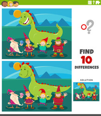 Fototapeta premium differences game with cartoon fantasy characters