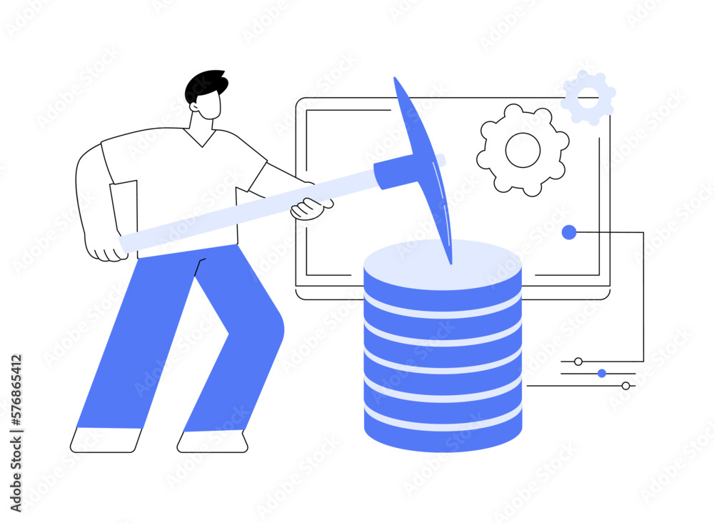 Poster data mining abstract concept vector illustration.