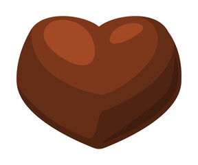  hocolate candy of heart shape. Tasty sweet dessert natural food product cartoon vector illustration