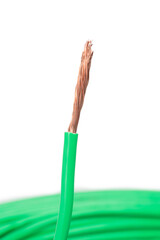 electrical cable, isolated on white background, studio shot