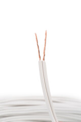 electrical cable, isolated on white background, studio shot