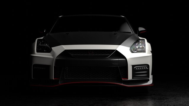 London, England - April 8, 2022. Nissan GTR R35. 3d rendering