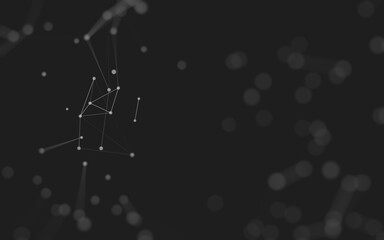 Abstract background. Molecules technology with polygonal shapes, connecting dots and lines. Connection structure. Big data visualization.