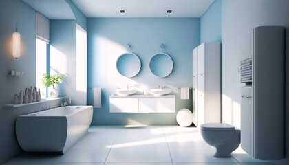 Obraz na płótnie Canvas medern pastel color light brigrt bathroom, interior