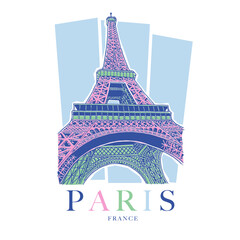HAND DRAWN PARIS EIFFEL TOWER ARCHITECTURE CONTEMPORARY TOURIST TRAVEL VACATION CITY VINTAGE TSHIRT TEE PRINT FOR APPAREL MERCHANDISE