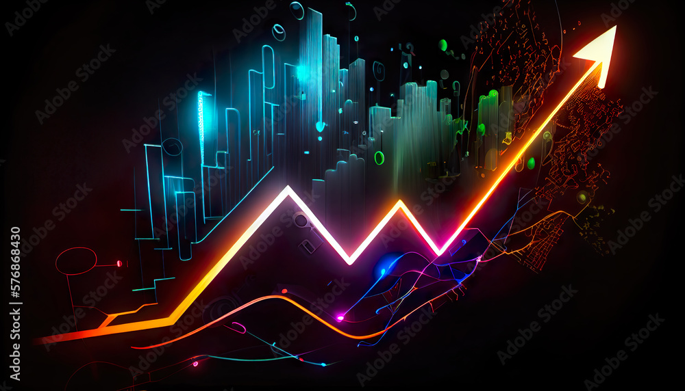 Wall mural abstract financial business graph chart analysis stock and crypto currency market graph investment diagram in the metaverse