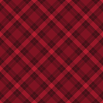 Red Plaid Seamless Pattern - Colorful and bright plaid repeating pattern design