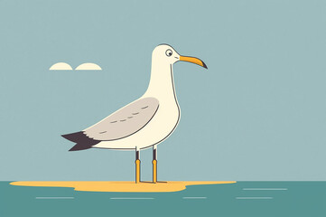 Seagull cartoon illustration minimalist style