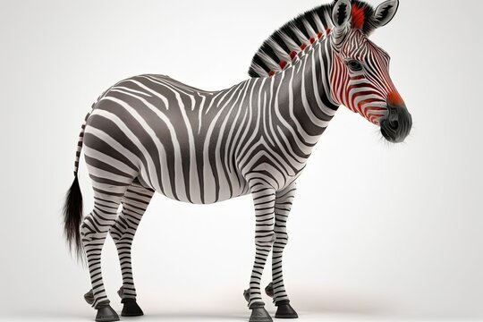 Photos of a single Grevy's zebra on a white background. Generative AI