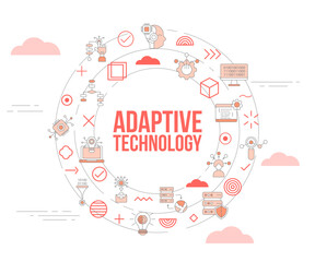 adaptive technology concept with icon set template banner and circle round shape