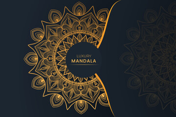 Luxury Decorative Golden Islamic Mandala Background Invitation Card for Print, Poster, Cover Template