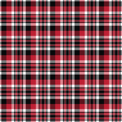 Red and Black Plaid Seamless Pattern - Colorful and bright plaid repeating pattern design