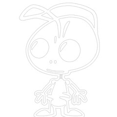 Thin lined Alien logo or coloring page isolated on a transparent background.
