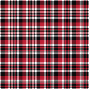 Red and Black Plaid Seamless Pattern - Colorful and bright plaid repeating pattern design