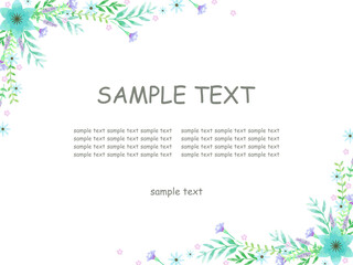 Obraz premium 水彩風の花と植物のイラストフレーム