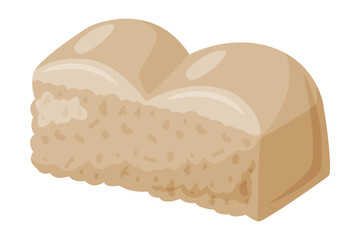 Piece of porous white chocolate. Sweet confectionery product, tasty cocoa dessert cartoon vector illustration