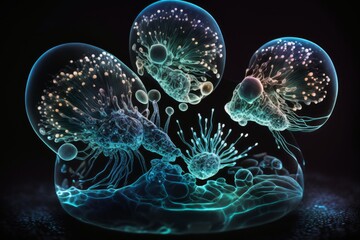 multicellular microorganisms under uv lights