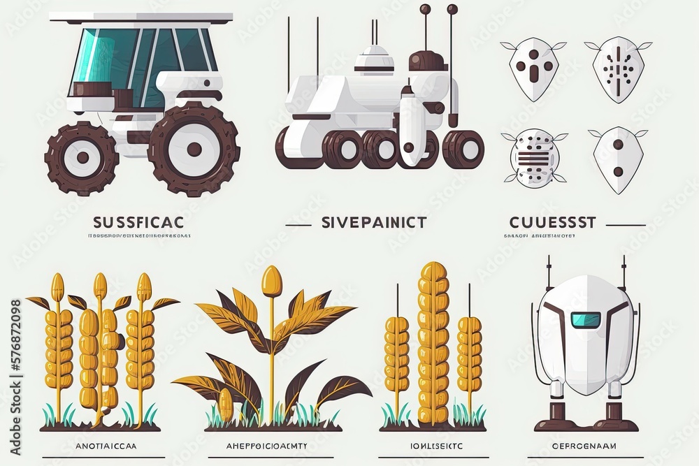 Poster with the use of sensors in the farm or field, smart robotics using artificial intelligence can be us
