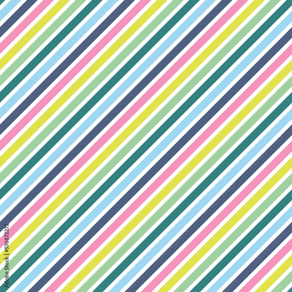 Canvas Prints Diagonal Stripes Seamless Pattern - Colorful and bright striped repeating pattern design