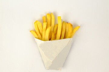 french fries on a white background