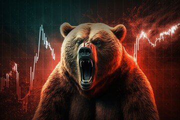 Stock Market Chart - Bear Market - Financial Backgrounds - Cryptocurrency - Recession Hard Landing - Angry Bear - Stocks Falling Graphic Illustration - Wall Street Investor - Generative AI Design