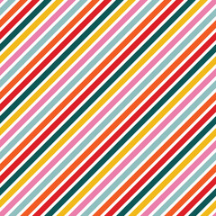 Diagonal Stripes Seamless Pattern - Colorful and bright striped repeating pattern design