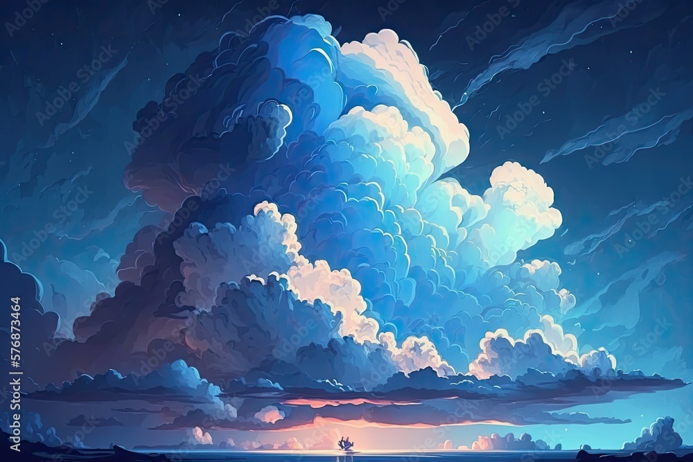Poster clouds in the sky as a backdrop to a dramatic scene before a thunderstorm. generative ai