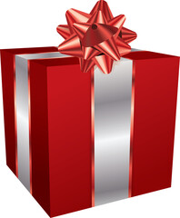 Red Christmas Present with Bow Illustration