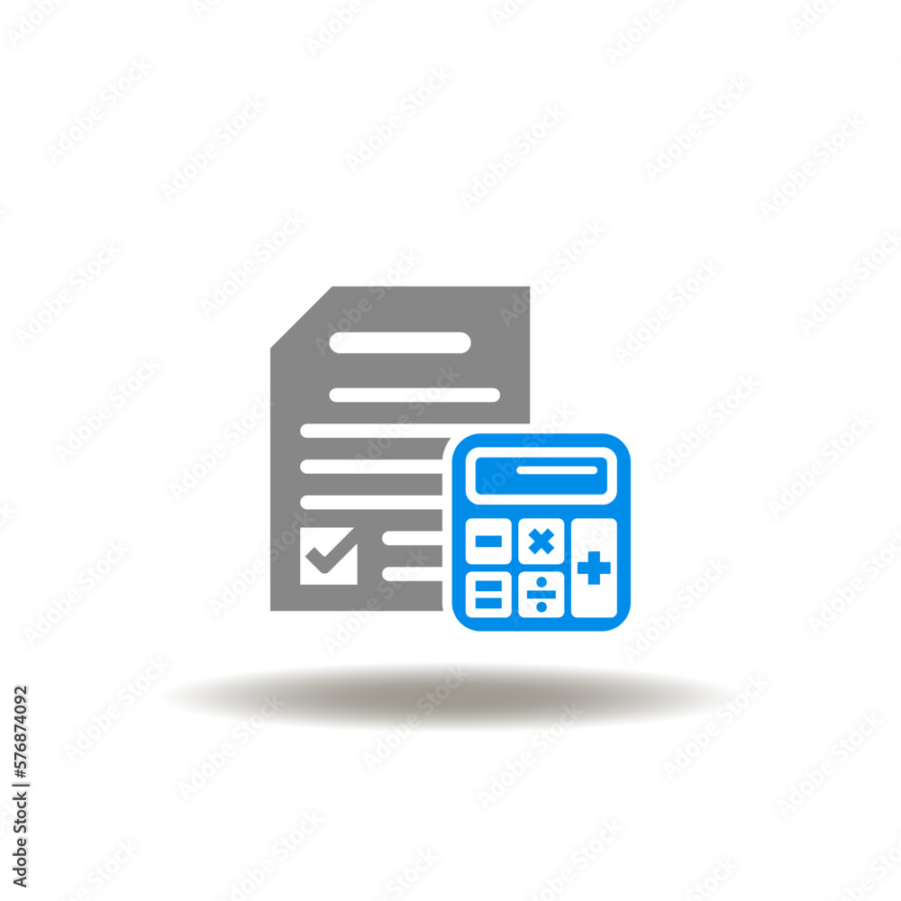 Aufkleber vector illustration of document or list or form with check mark and calculator. icon of budget calcu