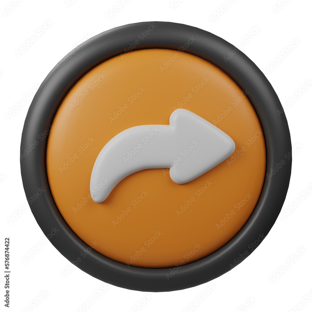 Poster 3D Rendered Share Button Icon with Orange Color and Black Border for Creative User Interface and web design, Share Button symbol isolated on white background