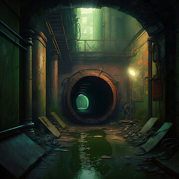 Painting of a sewer