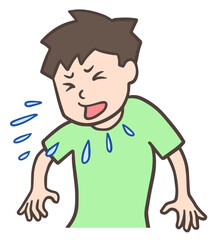 くしゃみして飛沫を飛ばす若い男性