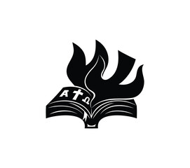 Bible with Holy spirit Fire Silhouette, art vector design
