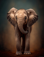 Obraz na płótnie Canvas Baby Elephant Realistic Illustration Cute Adorable. Generative AI