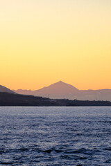 Fototapeta premium View on Volcano Teide on Tenerife from Grand Canaria on sunset.