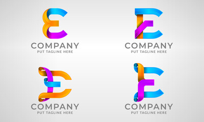 Set collection modern abstract logo letter E
