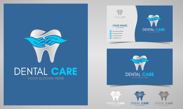 Modern dental care logo design and business card