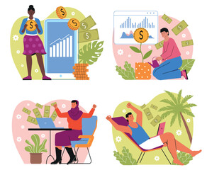 Passive income illustration set